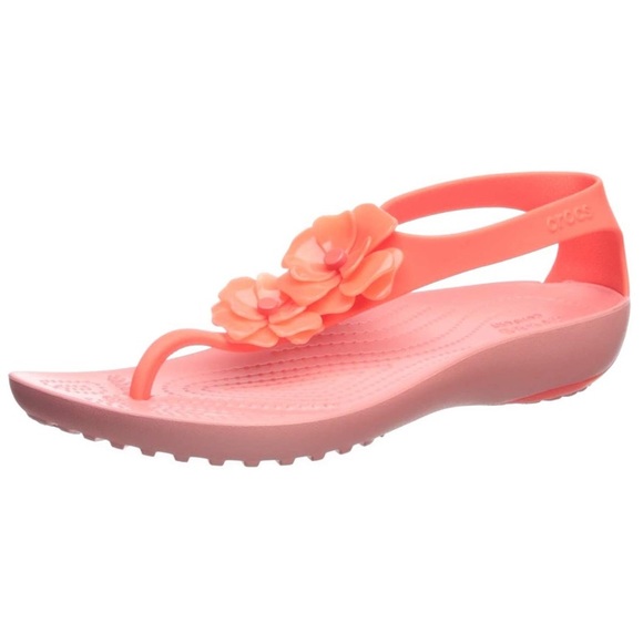 🌟Coral/Peach Flower Sandal Crocs🌟 - Picture 1 of 7